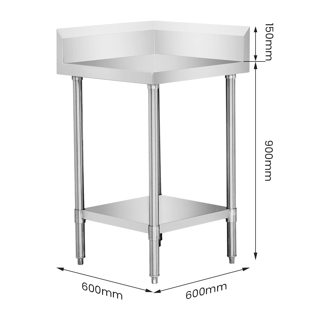 Modular Systems Corner Workbench With 150mm Splashback & Undershelf WBCB6-0600/A