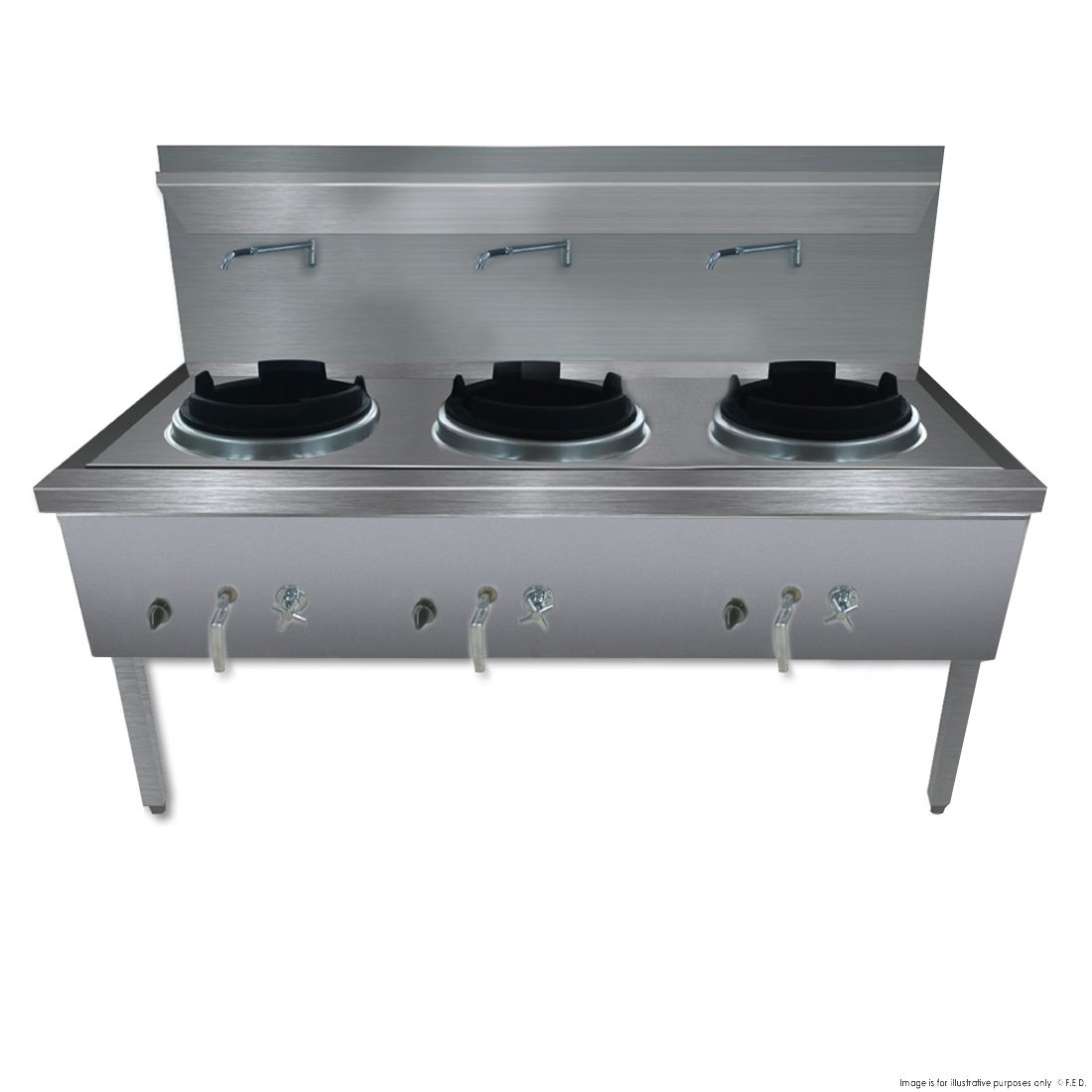 GasMAX Gasmax Stainless Steel Waterless LPG Triple Wok Chimney Burner WW-3LC