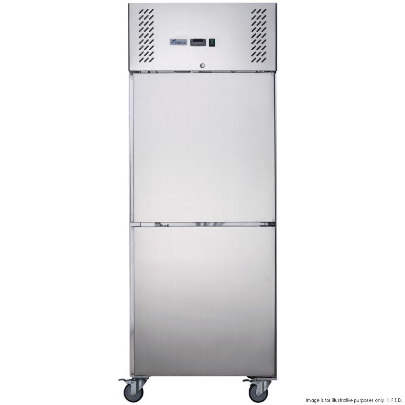 CLEARANCE - FED-X S/S Two half Door Upright Freezer - XURF600S1V-QLD313