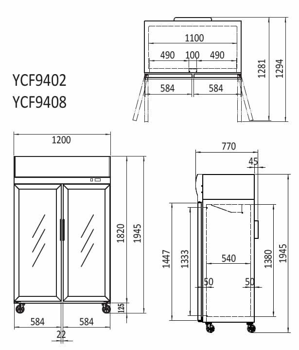 Commercial Glass Door Fridges Double Door Lightbox | Atosa | YCF9402