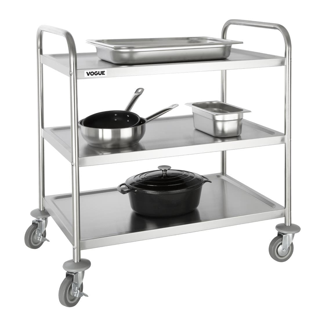 Vogue Stainless Steel 3 Tier Clearing Trolley Large - F995