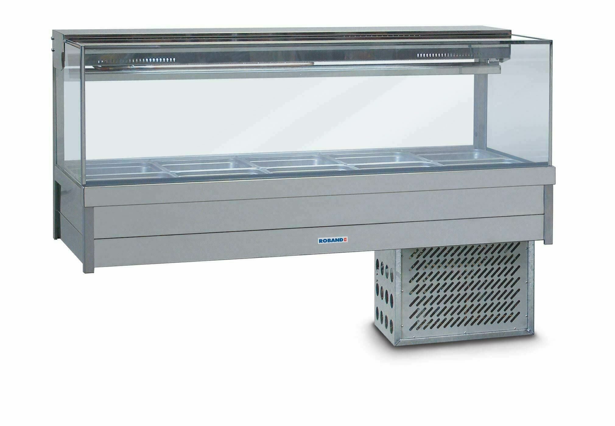 Roband Square Glass Refrigerated Display Bar 12 pans - Piped and Foamed only (no motor) - SFX26RD