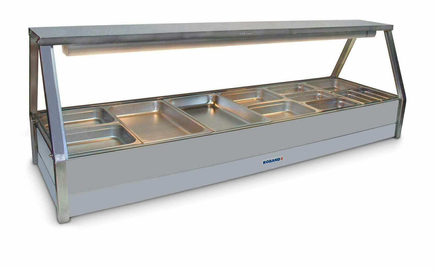 Roband Straight Glass Hot Food Display Bar, 12 pans double row - E26