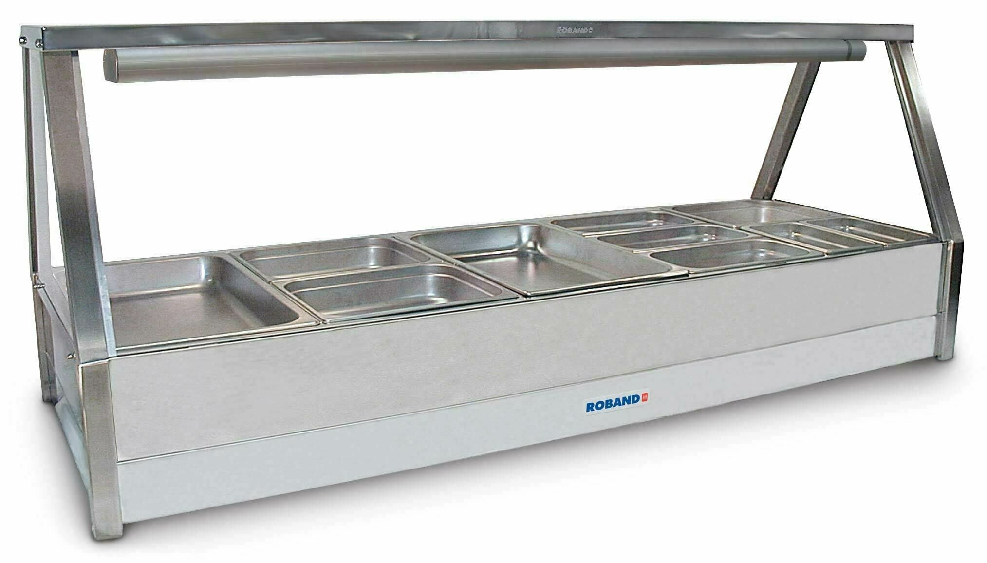 Roband Straight Glass Hot Food Display Bar, 10 pans double row - E25