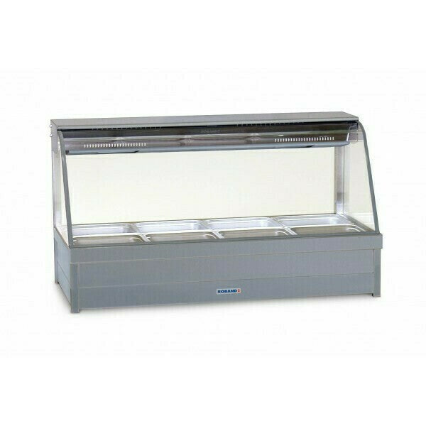 Roband Curved Glass Hot Food Display Bar, 8 pans double row - C24