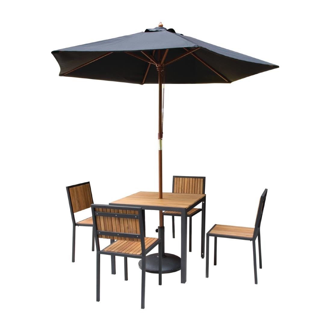 Bolero Square Steel and Acacia Table 800mm - DS152
