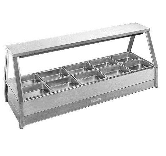 Roband Straight Glass Hot Food Display Bar, 10 pans double row with roller door - E25RD