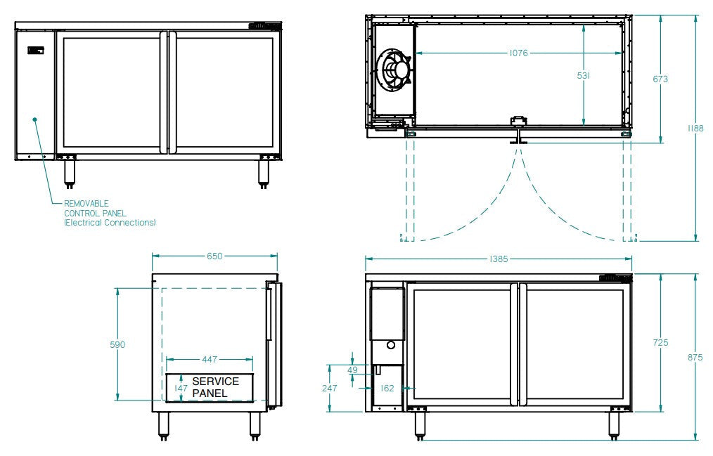 Williams Boronia - Two Door Stainless Steel Remote Back Bar Counter Display Refrigerator HB2RGS