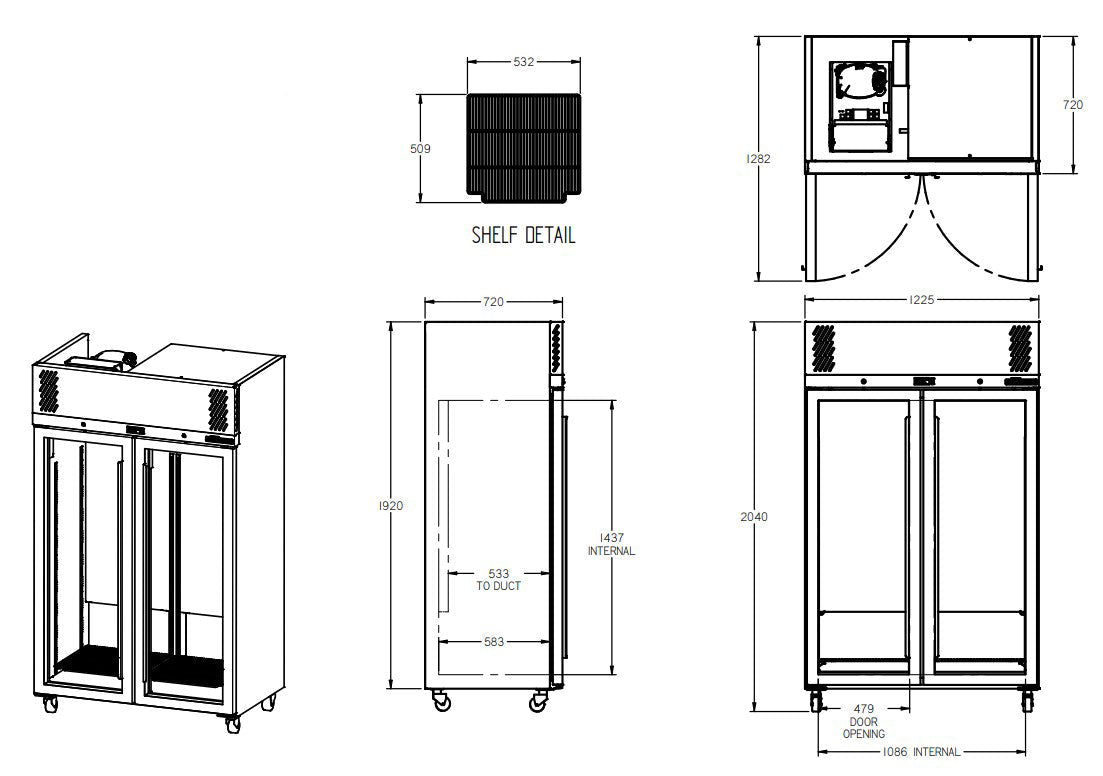 Williams Pearl - Two Door Stainless Steel Upright Display Refrigerator HP2GSHC