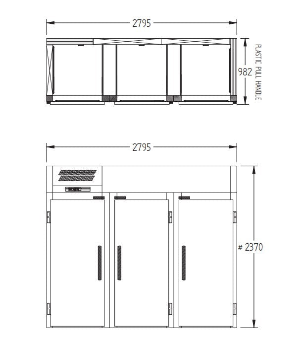 Williams Ruby Roll In - Three door Roll In Refrigerator HRMR3T