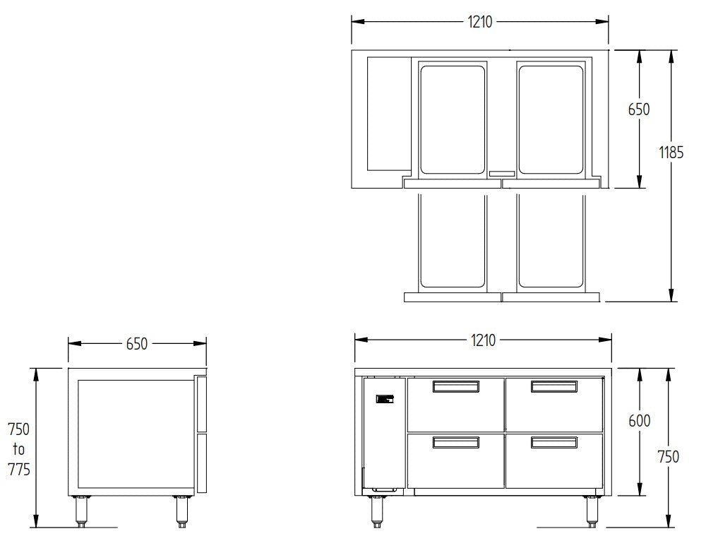Williams Jarrah - Four Drawer Remote Hiline Refigerator JH4R