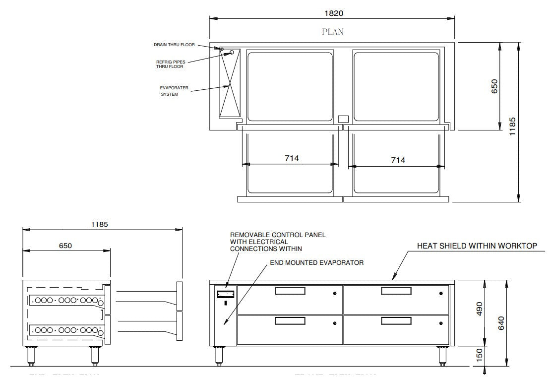 Williams Jarrah - Four Drawer Remote Lowline Refigerator JL4R