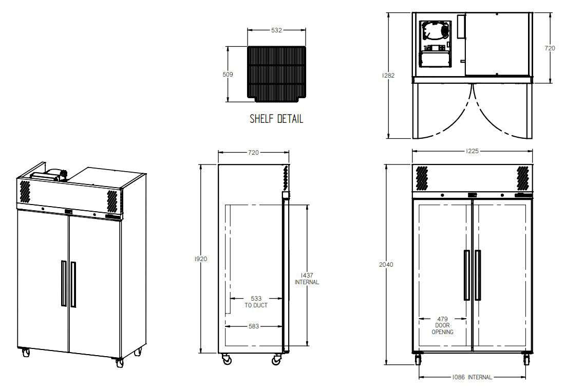 Williams Pearl - Two Door Stainless Steel Upright Storage Freezer LP2SSHC