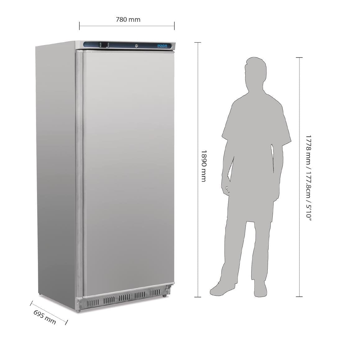 Polar C-Series Upright Freezer Stainless Steel 600Ltr - CD085-A
