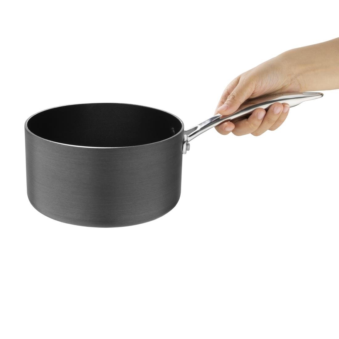 Vogue Anodised Aluminium Non Stick Sauce Pan 180mm - CP764