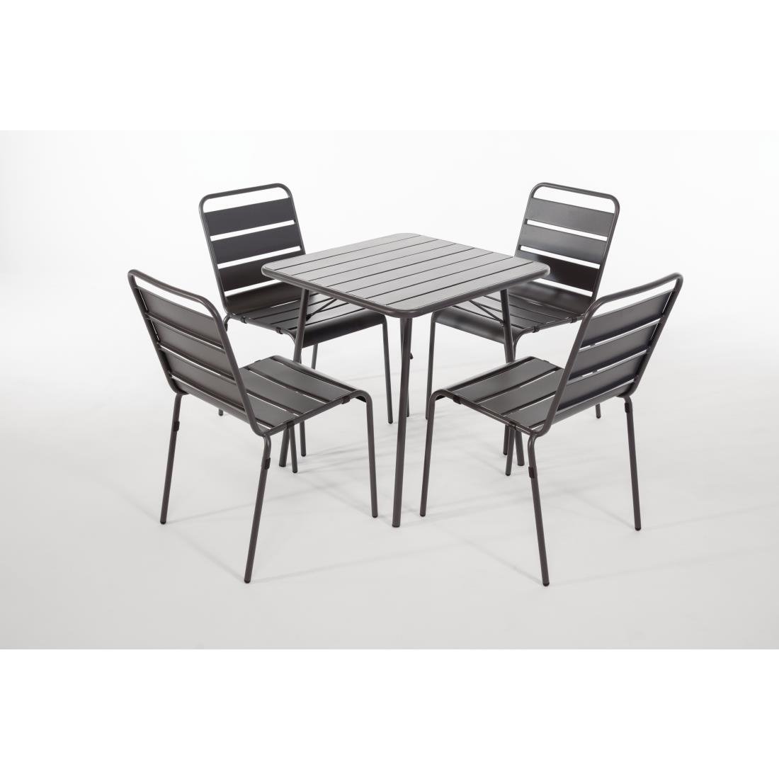 Bolero Square Slatted Steel Table Grey 700mm - CS730