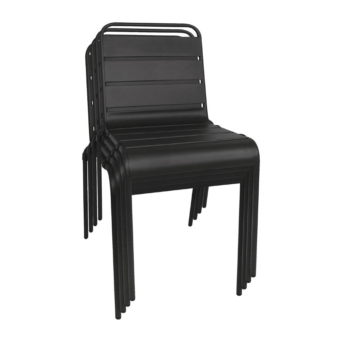 Bolero Black Slatted Steel Side Chairs (Pack of 4) - CS728