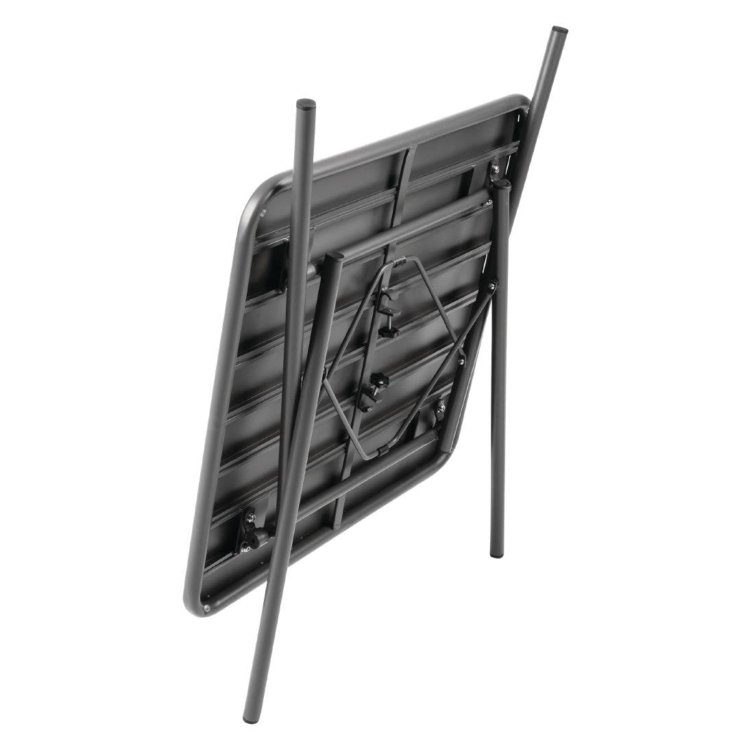 Bolero Square Slatted Steel Table Grey 700mm - CS730