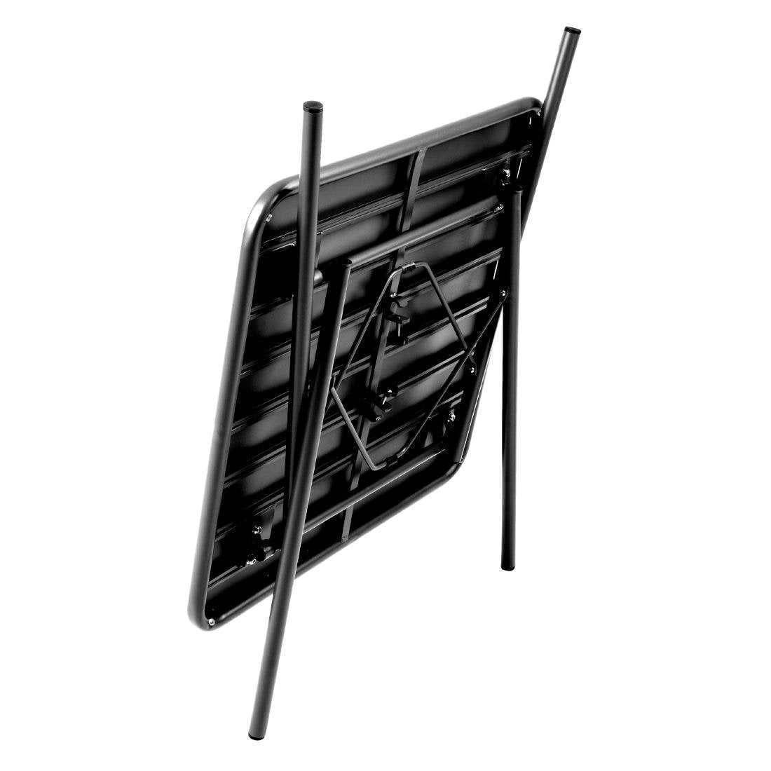 Bolero Square Slatted Steel Table Black 700mm - CS731