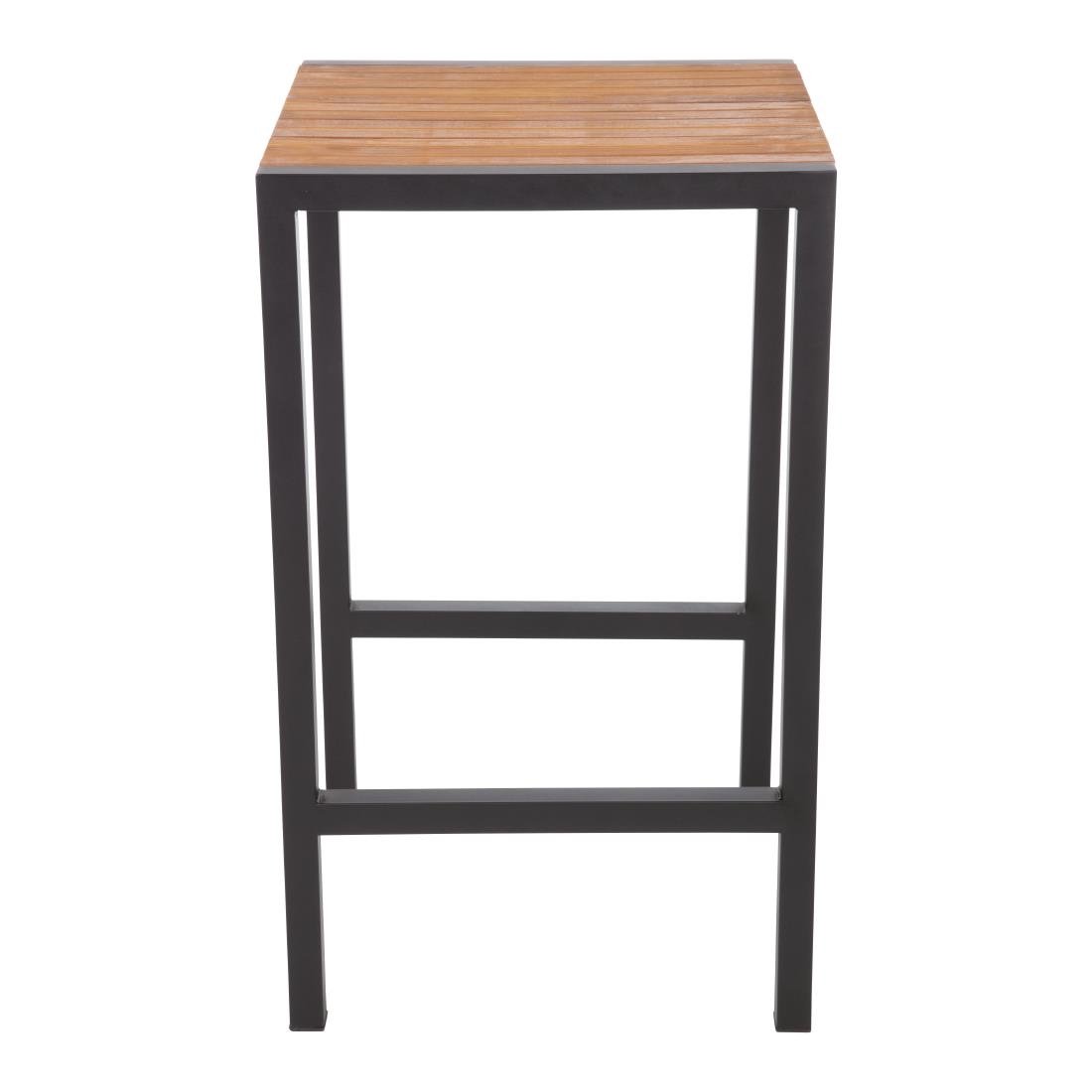 Bolero Square Steel and Acacia Bar Table 600mm - DS155