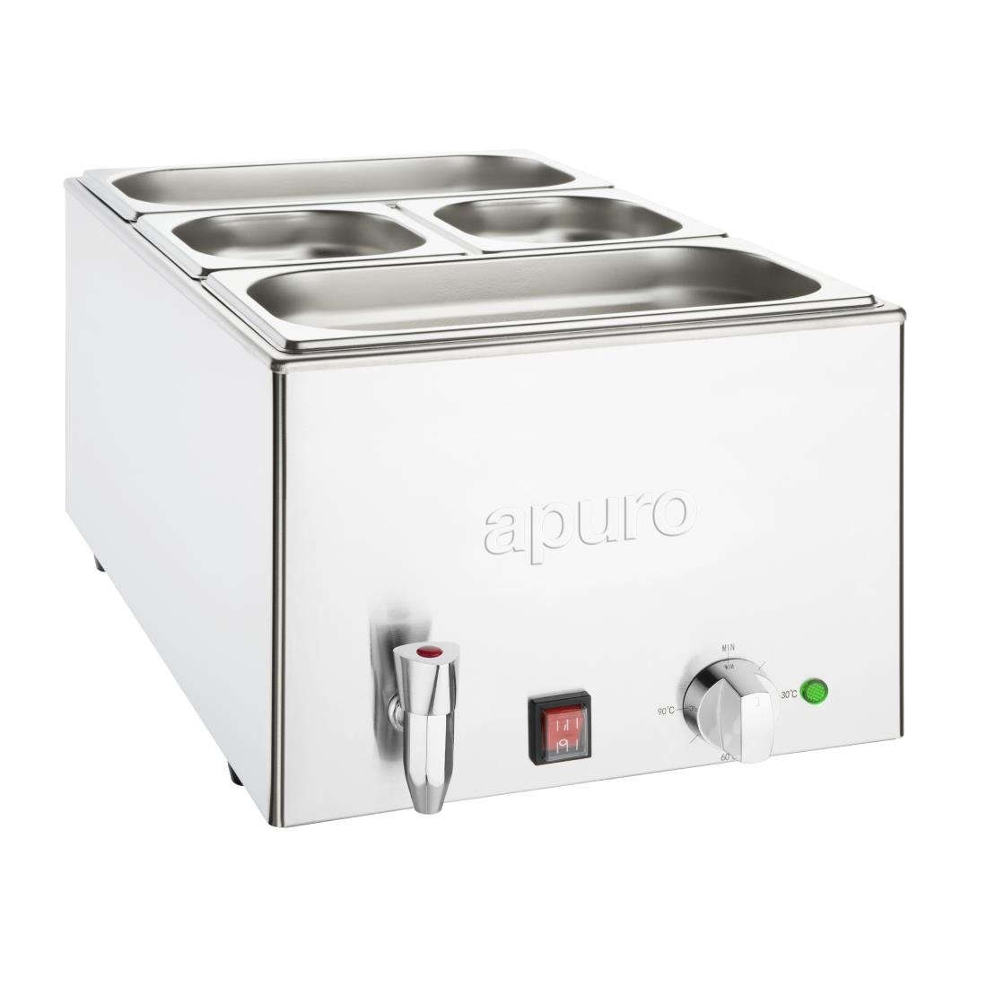 Apuro Bain-Marie with Tap & Pans 2x GN 1/3 2x GN 1/6 - FT692-A