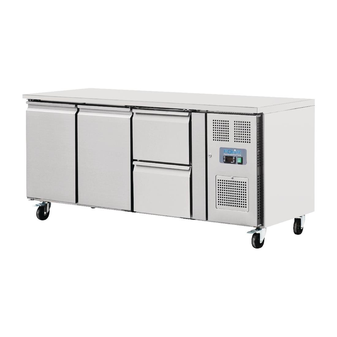 Polar U-Series 2 Door and 2 Drawer Counter Fridge 417Ltr - GD874-A
