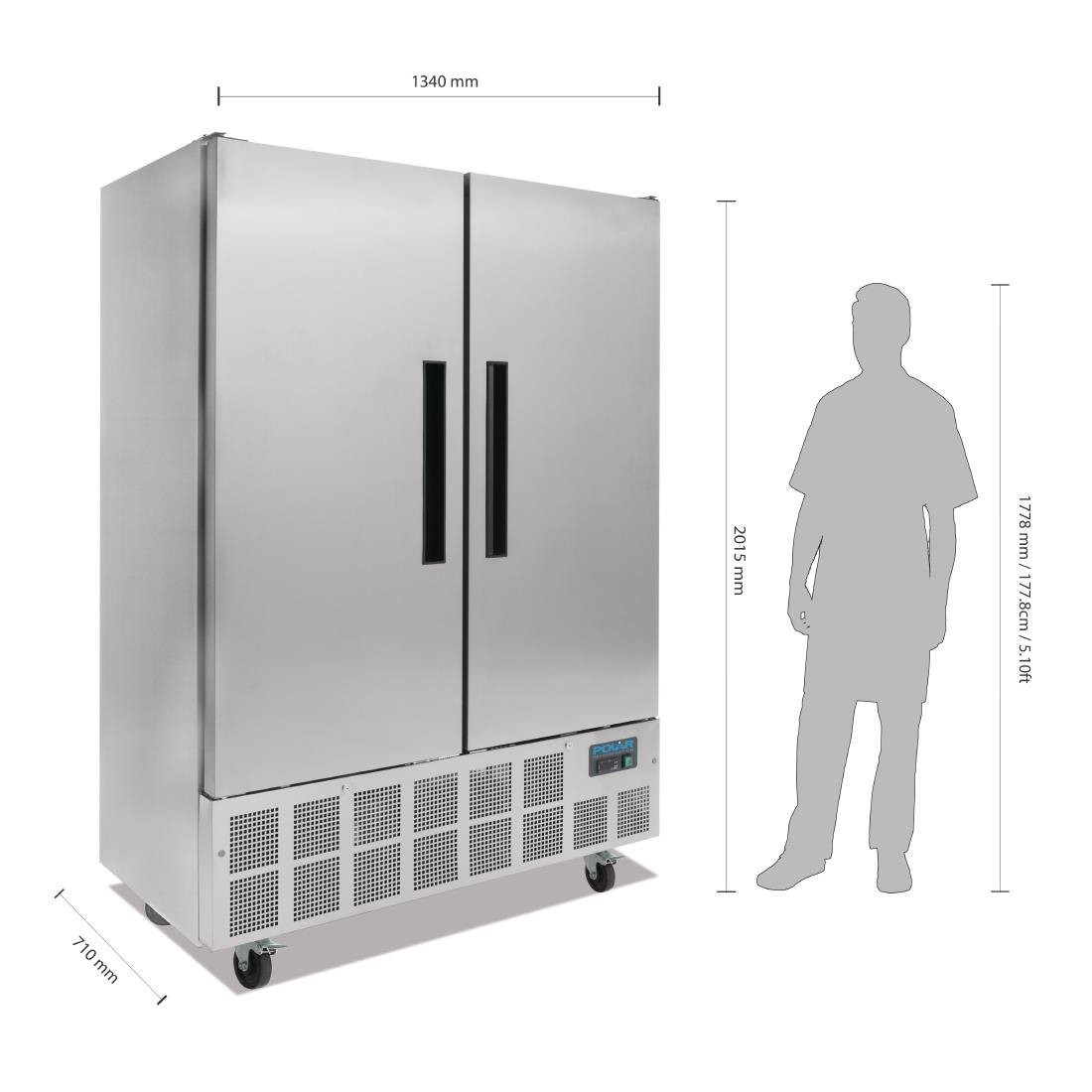 Polar G-Series 2 Door Slimline Upright Fridge 960Ltr - GD879-A