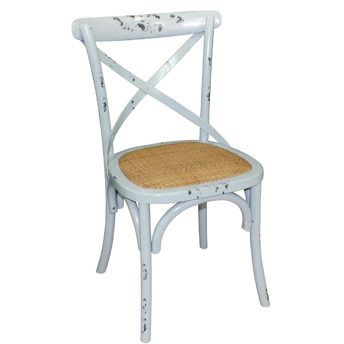 Bolero Blue Wooden Dining Chairs with Backrest (Pack of 2) - GG655