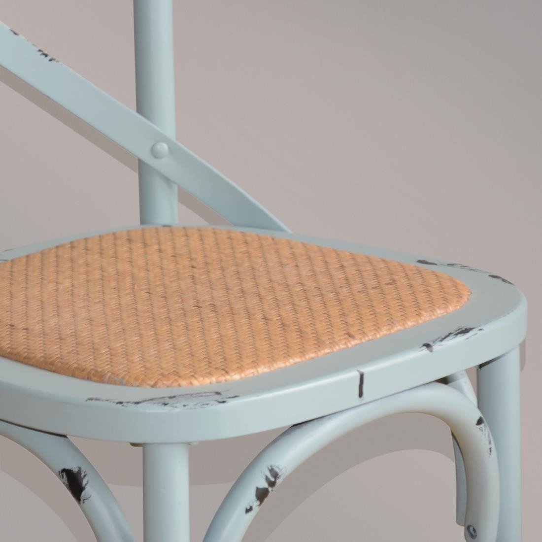 Bolero Blue Wooden Dining Chairs with Backrest (Pack of 2) - GG655