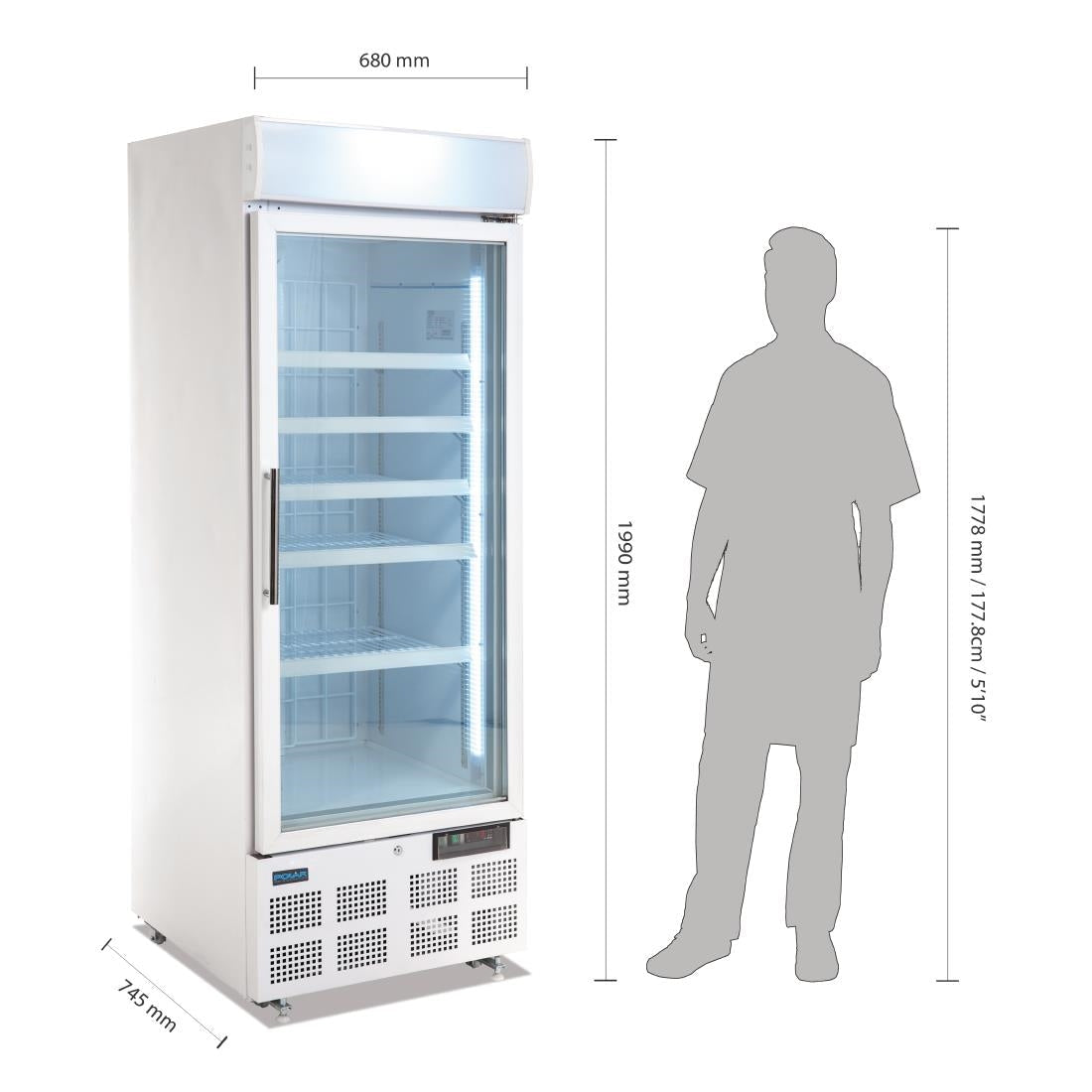Polar G-Series Upright Display Freezer White 412Ltr - GH506-A