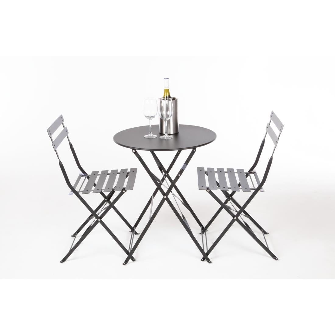 Bolero Black Pavement Style Steel Folding Chairs (Pack of 2) - GH553