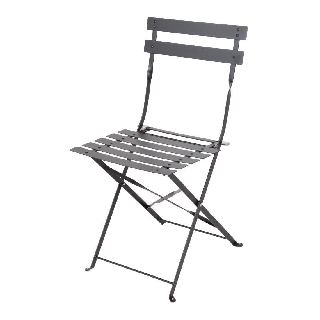 Bolero Black Pavement Style Steel Folding Chairs (Pack of 2) - GH553