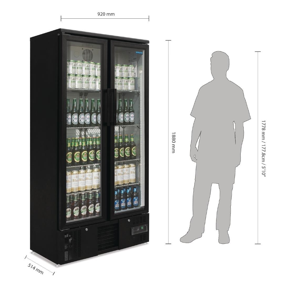 Polar G-Series Upright Back Bar Cooler with Hinged Doors 490Ltr - GJ449-A