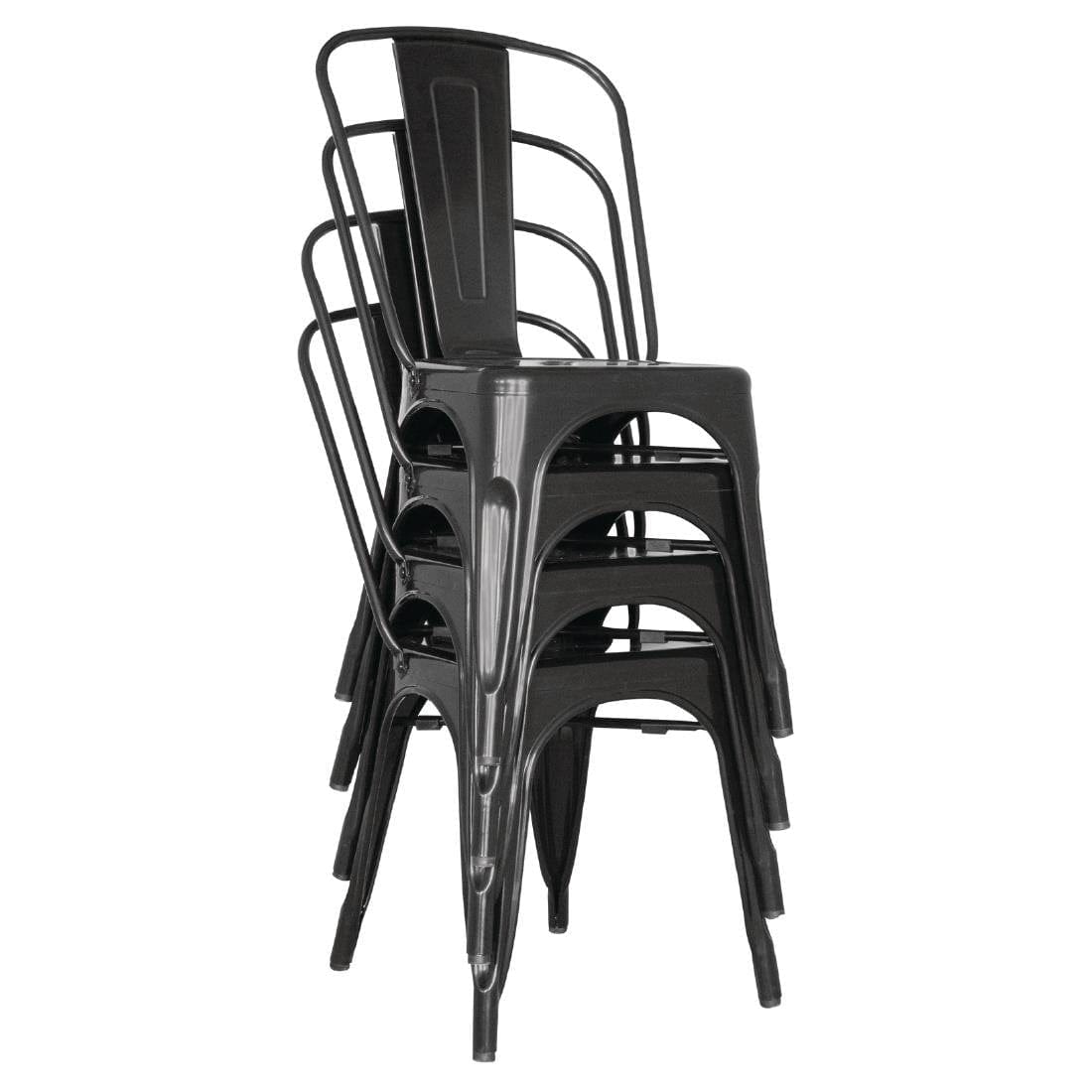 Bolero Black Steel Bistro Side Chair (Pack of 4) - GL331