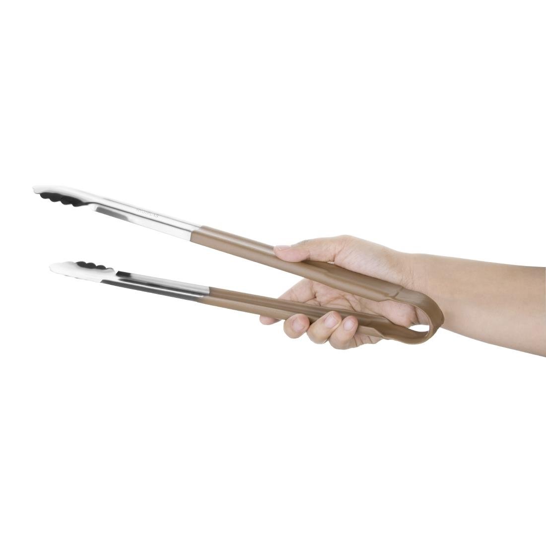 Hygiplas Colour Coded Serving Tong Brown 405mm - HC850