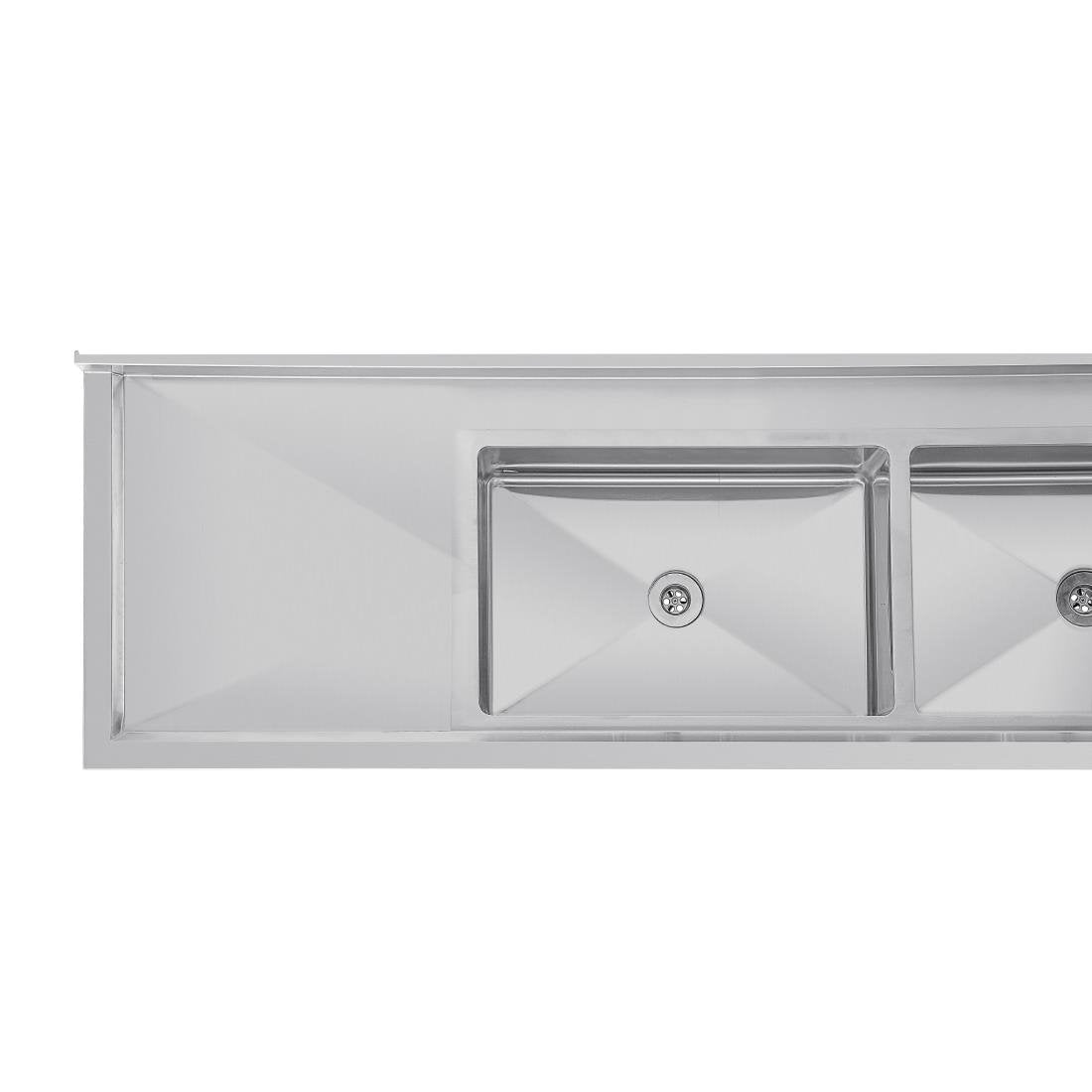 Vogue Double Bowl Sink Double Drainer - 2400mm 90mm Drain - HC909