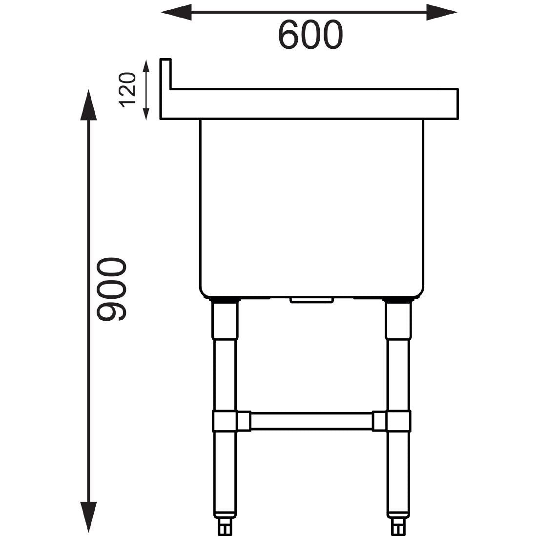 Vogue St/St Deep Pot Sink - 770mm (w) x 600mm (d) 90mm Drain - HC910
