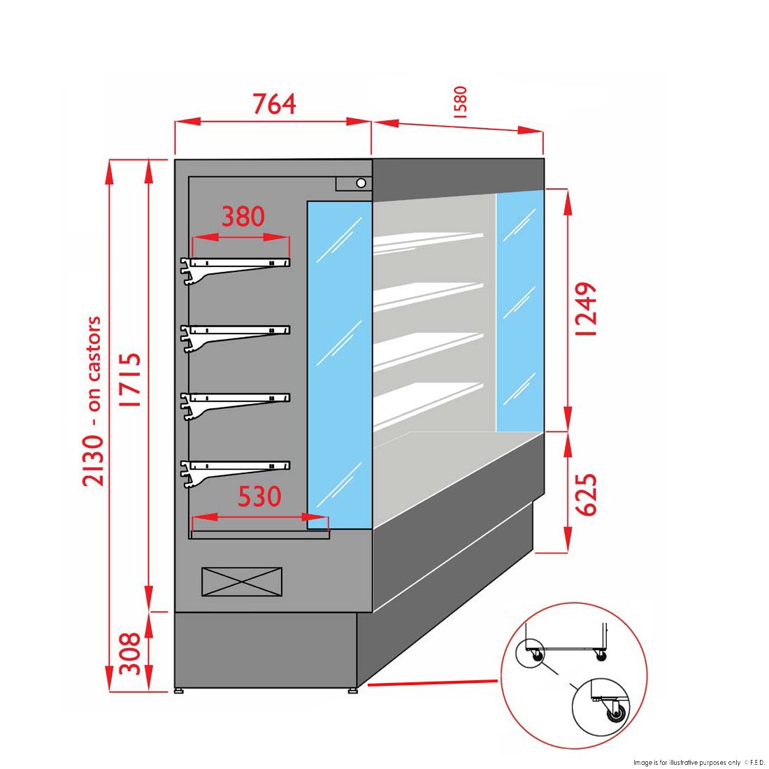 Tecnodom Open Chiller With 4 Shelves TDVC80-CA-150