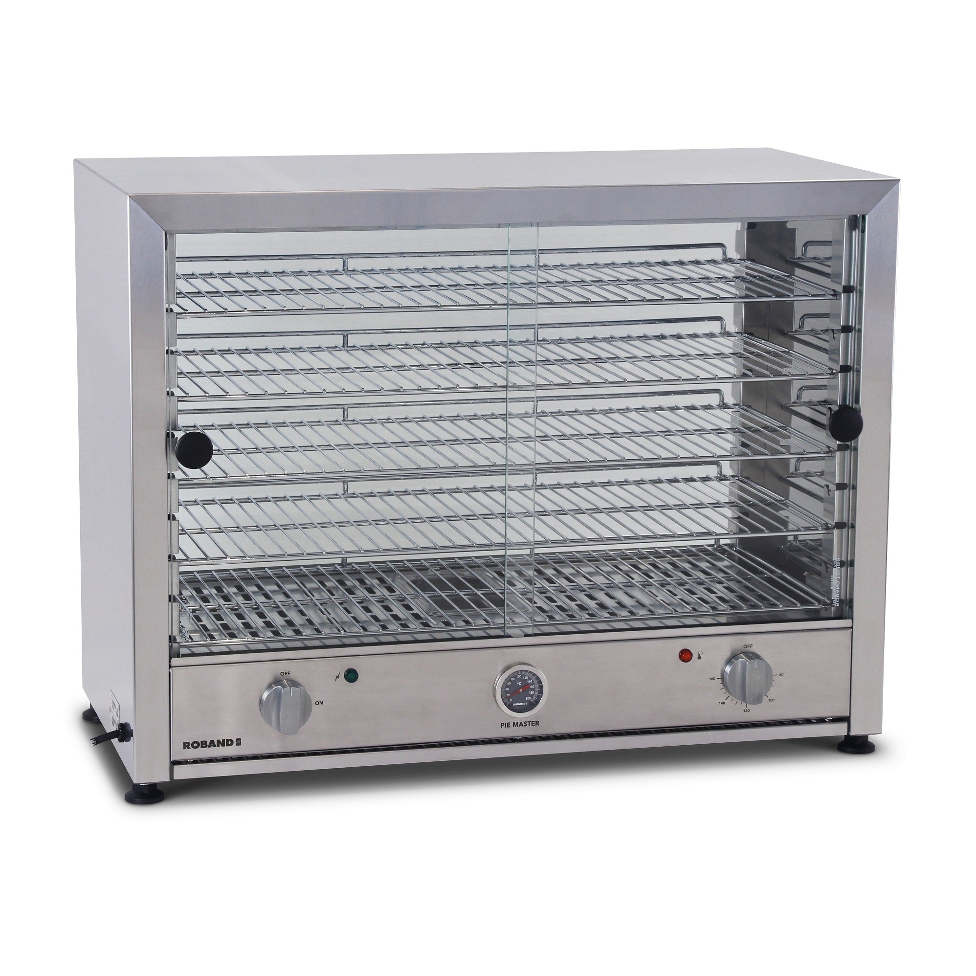 Roband Pie and Food Warmer Hinged Glass Door with Internal Light - 100 Pies - PM100L