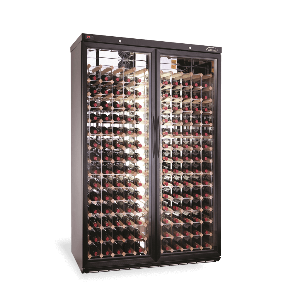 Williams Wine Cabinet - Two Door Black Upright Wine Display Refrigerator BC200W-DR