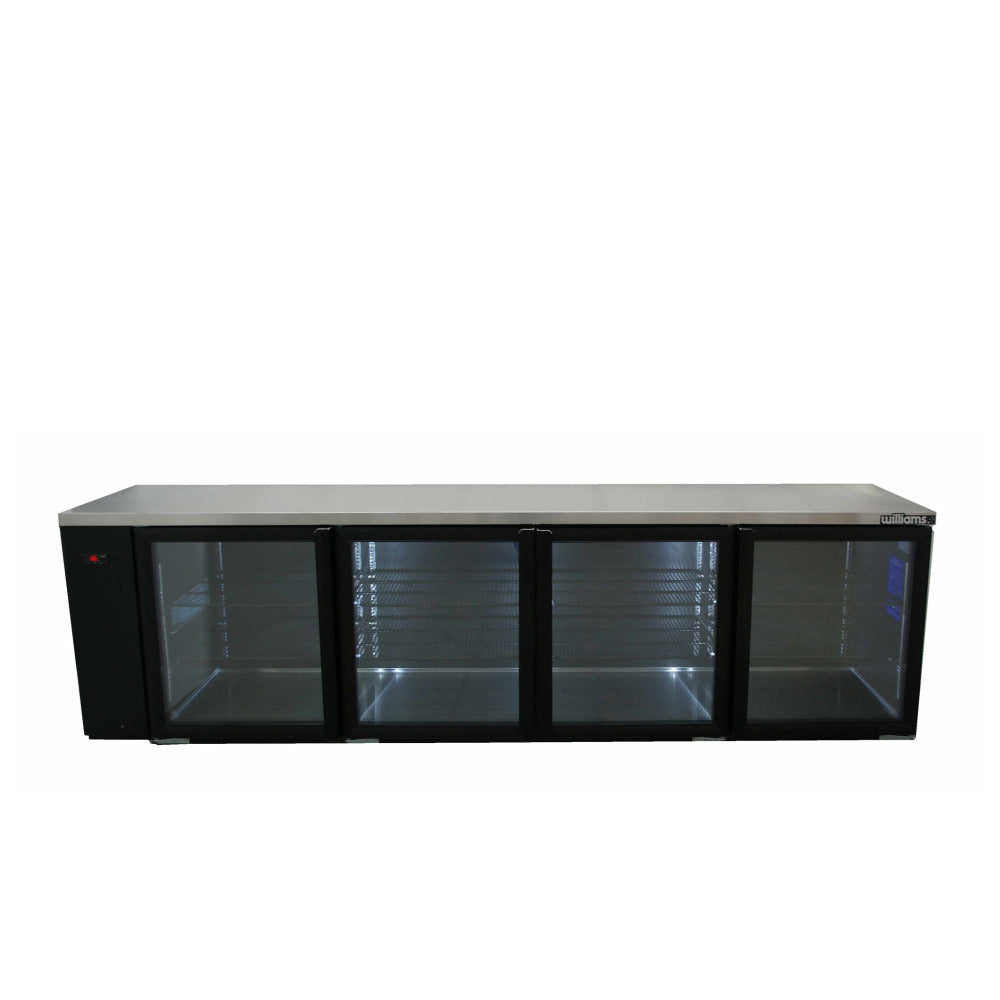 Williams Boronia - Four Door Black Colorbond Remote Back Bar Counter Display Refrigerator HB4RGB
