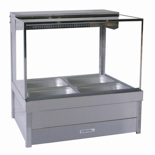 Roband Square Glass Hot Food Display Bar, 4 pans double row - S22