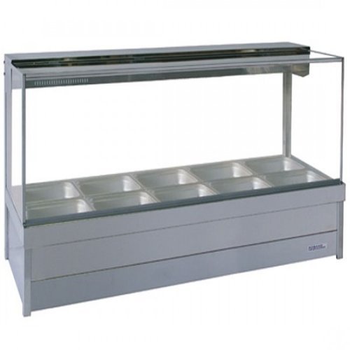 Roband Square Glass Hot Food Display Bar, 10 pans double row with roller doors - S25RD