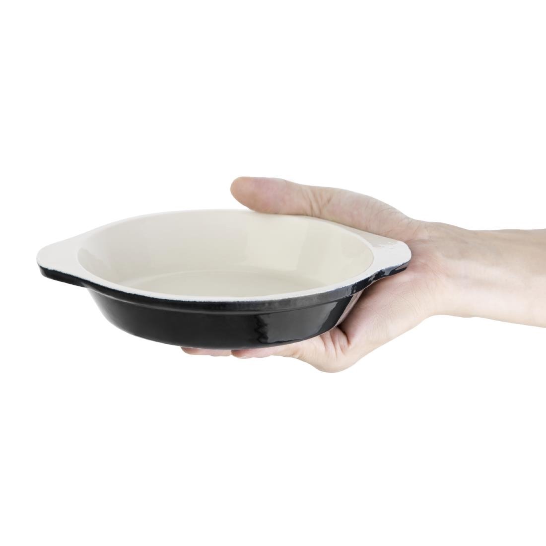 Vogue Black Round Cast Iron Gratin Dish 400ml - U561