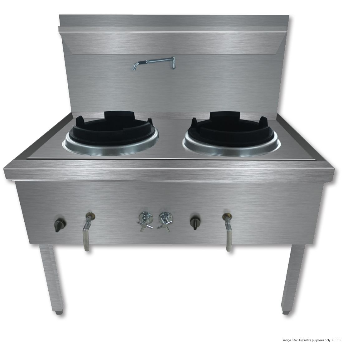 GasMAX Stainless Steel Waterless Nature Gas Double Wok Chimney Burner - WW-2NC