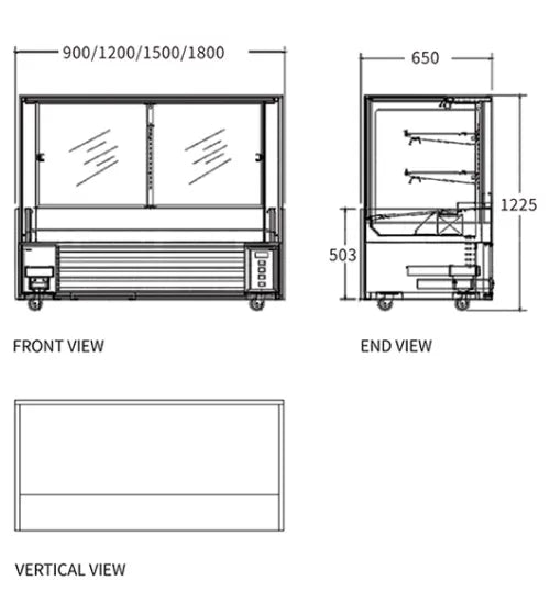 Snow Village Square Glass Chilled Food Display DG-900FZH