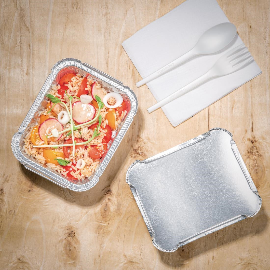 Waxed Lids for Fiesta Recyclable Medium Foil Containers (Pack of 500) - DA087