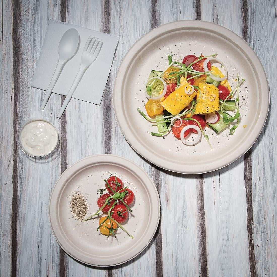 Fiesta Compostable Bagasse Round Plates Natural Colour 179mm (Pack of 50) - FC546