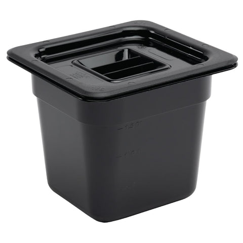 Vogue Black Polycarbonate 1/6 Gastronorm Tray 150mm - U471
