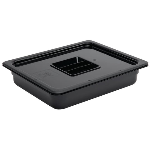 Vogue Black Polycarbonate 1/2 Gastronorm Tray 65mm - U458